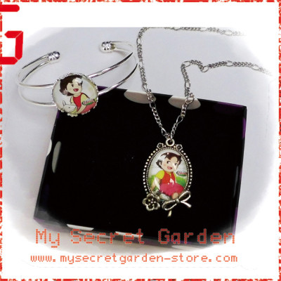 Heidi Girl Of The Alps ( Arupusu no Shojo Haiji ) アルプスの少女ハイジ Anime Cabochon Necklace and Bracelet Set